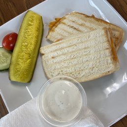 Grilled cheese w/ pickle.