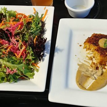 Side Street Cafe - Signature salad and crab cakes (separate dishes on menu) - American Near Me - Bar Harbor, Maine Side Street Cafe - Signature salad and crab cakes (separate dishes on menu) - American Near Me - Bar Harbor, Maine