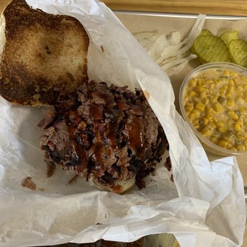 LocalCraft BBQ - Chopped beef sandwich and creamed corn! YUM - Barbeque Near Me - Newark, Texas LocalCraft BBQ - Chopped beef sandwich and creamed corn! YUM - Barbeque Near Me - Newark, Texas
