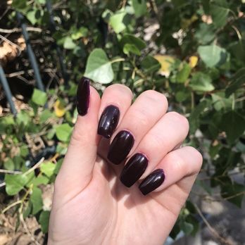 Big Bear Nails - Acrylic nails with color "Red wine" a really dark purple, by Helen - Nail Salons Near Me - Big Bear Lake, California
