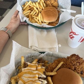 Jonesys Junction - Top: BPT and Fries Bottom: BPT and Brisket Fries - Burgers Near Me - Akron, Indiana