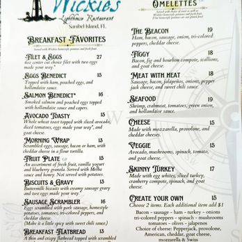 Wickies Lighthouse Restaurant - Menu - Diners Near Me - Sanibel, Florida