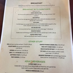 Breakfast menu