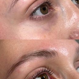 Brow lamination and eyelash lift