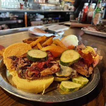 Dinosaur Bar-B-Que - Any 3 Sliders: Pulled Pork, Cheeseburger, Brisket - Barbeque Near Me - Syracuse, New York Dinosaur Bar-B-Que - Any 3 Sliders: Pulled Pork, Cheeseburger, Brisket - Barbeque Near Me - Syracuse, New York