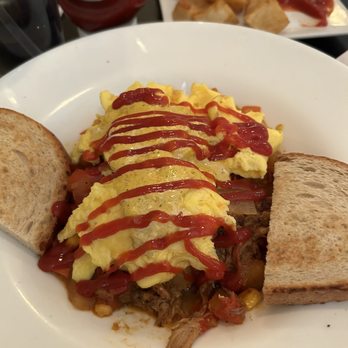 Sweet Basil's Cafe - Pulled Pork Benedict with scrambled eggs instead of poached - New American Near Me - Livingston, New Jersey Sweet Basil's Cafe - Pulled Pork Benedict with scrambled eggs instead of poached - New American Near Me - Livingston, New Jersey