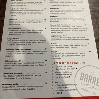 The Barrel House - Menu - Pubs Near Me - Windsor, Ontario