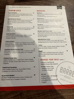 Menu photo 1 The Barrel House Windsor, ON