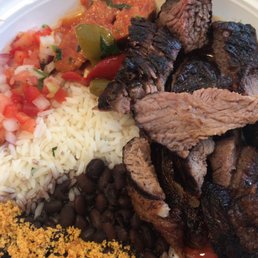 Picanha rice beans farofa vinagrete Picanha rice beans farofa vinagrete