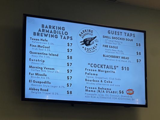 Menu photo 1 Barking Armadillo Social Georgetown, TX
