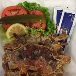 Rippons Seafood West Fenwick - This is our famous Soft Crab Sandwich. It is 2 Jumbo Soft Crabs. Can't even see the bread!!