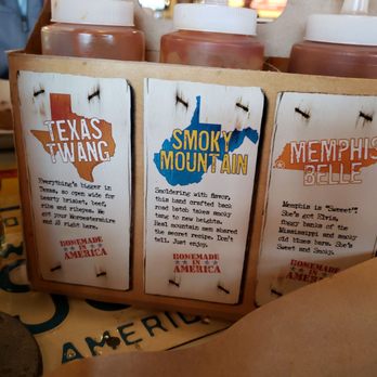 Mission BBQ - Six types of different, interesting and tasty BBQ sauces.  Yum! - Barbeque Near Me - Brookfield, Wisconsin