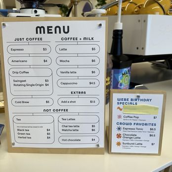 WeBe Coffee Roasters - Menu Feb 2024 - Coffee Roasteries Near Me - Phoenix, Arizona