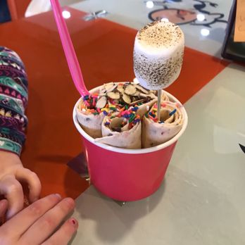 Freezing Cow - Beauty and the Beast with sprinkles, almonds, and a toasted marshmallow. The second is Cookie Monster with 2 marshmallows and whipped cream. - Desserts Near Me - Tulsa, Oklahoma Freezing Cow - Beauty and the Beast with sprinkles, almonds, and a toasted marshmallow. The second is Cookie Monster with 2 marshmallows and whipped cream. - Desserts Near Me - Tulsa, Oklahoma