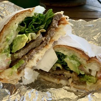 Jugos Azteca - Asada Torta... the asada didn't have any char and tasted bland.... the cheese, avocado & lettuce was great tho. - Juice Bars & Smoothies Near Me - Los Angeles, California