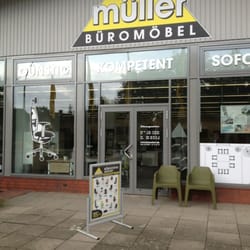Müller - Eingang zum Geschäft "Büromöbel Müller".