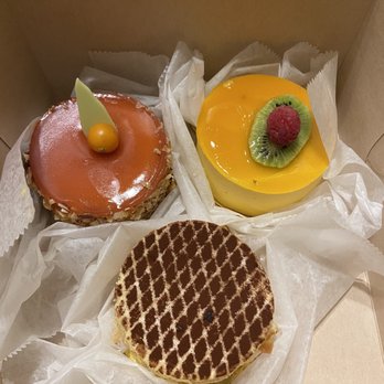 Masse's Pastries - From left to right: guava cheesecake, tiramisu, mango mousse - Bakeries Near Me - Berkeley, California