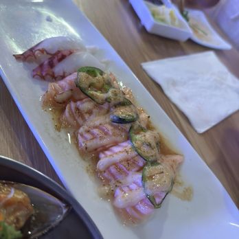 Sushi One Spot - Seared garlic salmon nigiri and octopus nigiri - Sushi Bars Near Me - Corona, California