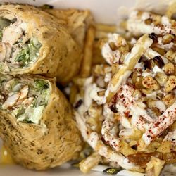 Corn On The Corner - Caesar Wrap and Garlic Parm Fries