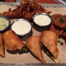 Appetizer Sampler. SW eggrollls, onion rings, chicken strips