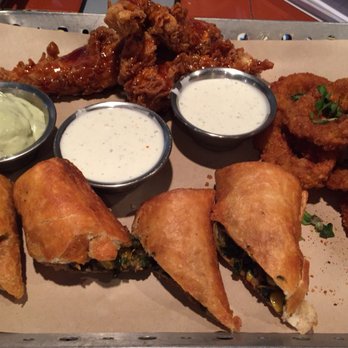 Chili's - Appetizer Sampler. SW eggrollls, onion rings, chicken strips - Tex-Mex Near Me - Streamwood, Illinois