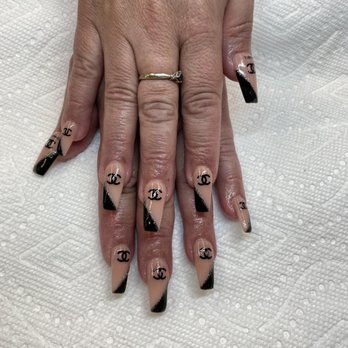 Diamond Nails - Full set powder color with Chanel - Nail Salons Near Me - Anchorage, Alaska