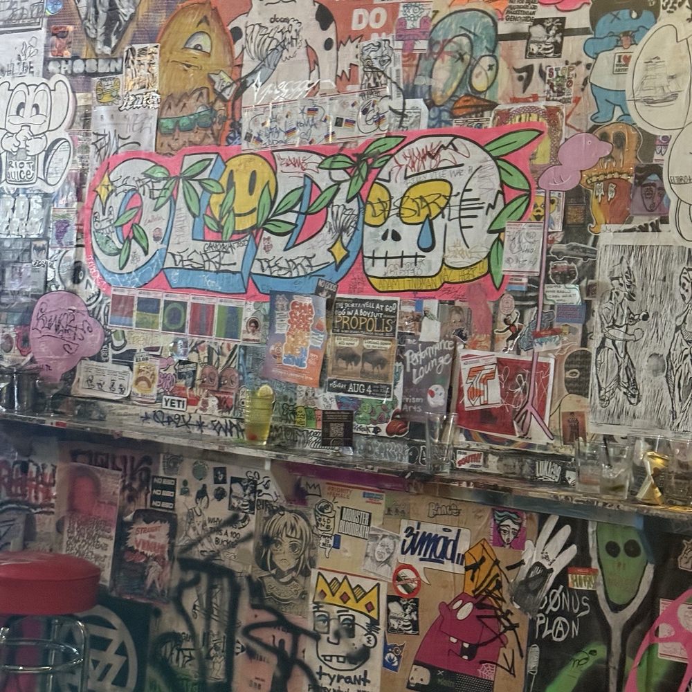 The interesting decor inside at Tattooed Mom's.