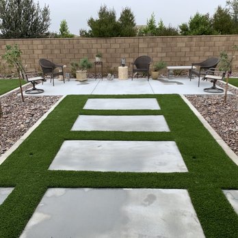 Bill and Dave's Landscape Maintenance - Concrete Stepping pads with Artificial Turf - Landscaping Near Me - Winchester, California