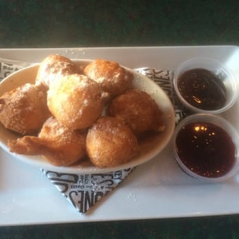 Smokey Bones - Mini donuts with cinnamon sugar on top. Served with raspberry and chocolate dipping sauce. #yummy - Barbeque Near Me - Virginia Beach, Virginia Smokey Bones - Mini donuts with cinnamon sugar on top. Served with raspberry and chocolate dipping sauce. #yummy - Barbeque Near Me - Virginia Beach, Virginia