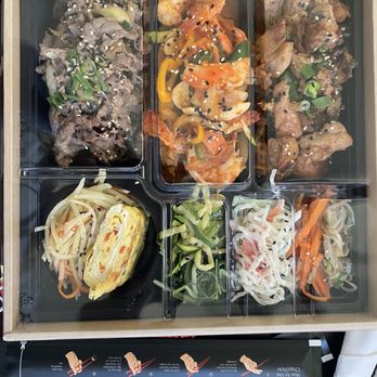 K-Mama BBQ - Deluxe Meal with beef, chicken, AND seafood for $29.95 Portion size is two but there is enough protein that it could feed 3. - Barbeque Near Me - San Bernardino, California K-Mama BBQ - Deluxe Meal with beef, chicken, AND seafood for $29.95 Portion size is two but there is enough protein that it could feed 3. - Barbeque Near Me - San Bernardino, California