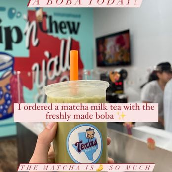Texas Boba Tea - Matcha milk tea with boba - Coffee & Tea Near Me - Victoria, Texas