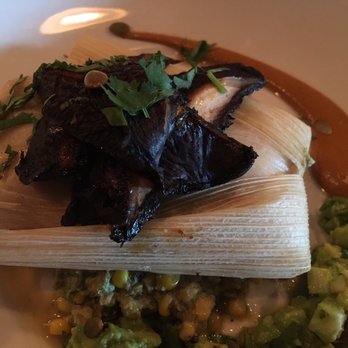 Millennium - Omg! This was worth stuffing myself for. It was so delicious! Smoked chard tamale with avocado salsa and spicy corn relish. YUM! - Vegan Near Me - Oakland, California