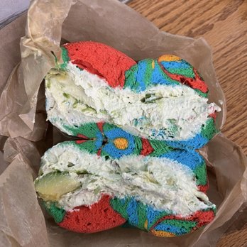Liberty Bagels - Rainbow Bagel, avocado herb cc - Bagels Near Me - New York, New York
