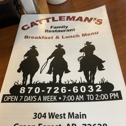 Cattleman's Restaurant - Front of menu