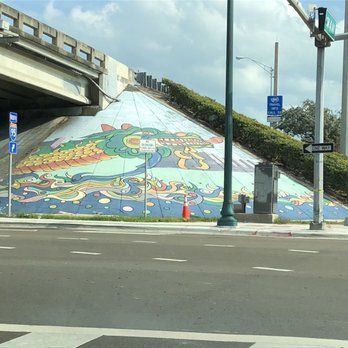Jose Marti Park - Opposite parking lot, highway graffiti dragon - Parks Near Me - Miami, Florida