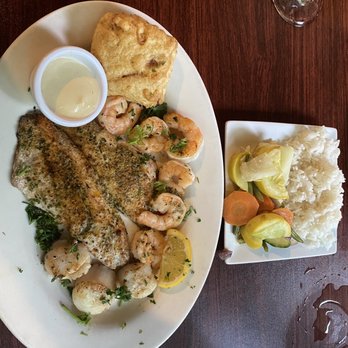 Back Porch Restaurant - a plate of shrimp, rice, and vegetables - Seafood Near Me - Ocracoke, North Carolina