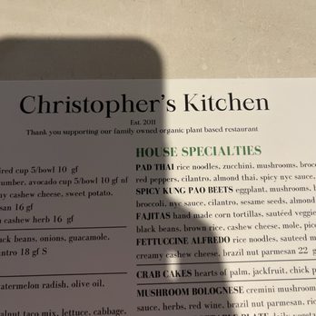 Christopher's Kitchen - Menu - Vegan Near Me - Palm Beach Gardens, Florida