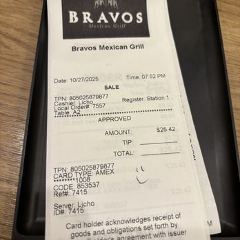 Bravos Mexican Grill - Our check - Mexican Near Me - Tulsa, Oklahoma Bravos Mexican Grill - Our check - Mexican Near Me - Tulsa, Oklahoma