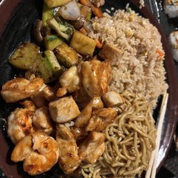Chicken and shrimp teriyaki! Yummy! Chicken and shrimp teriyaki! Yummy!