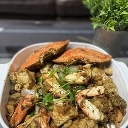Homemade garlic stir fried crabs with their massive crab sale ($5.99/ lb)