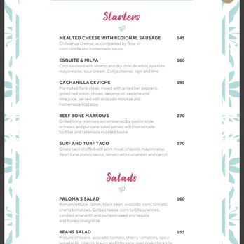 Las Palomas - Menu (Jul.. 2023) - Mexican Near Me - Cabo San Lucas, BCS