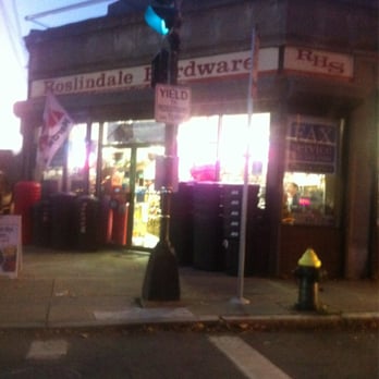 Roslindale Hardware - Night shot, store front. Sorry for poor quality. - Hardware Stores Near Me - Roslindale, Massachusetts