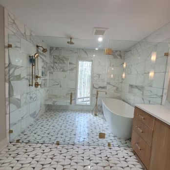 Gwinnett Shower Doors - Design Glass to Glass, Satin Brass Hardware color. - Glass & Mirrors Near Me - Norcross, Georgia Gwinnett Shower Doors - Design Glass to Glass, Satin Brass Hardware color. - Glass & Mirrors Near Me - Norcross, Georgia