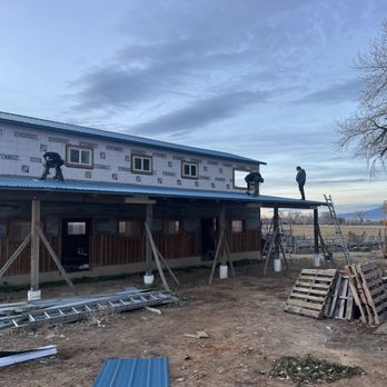 Barnabas Built - My guys installing a metal roofing on a barn. - Decks & Railing Near Me - Delta , Colorado