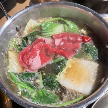 dPot Unlimited - Bulgogi base hotpot with veggies and brisket - Hot Pot Near Me - Irvine, California