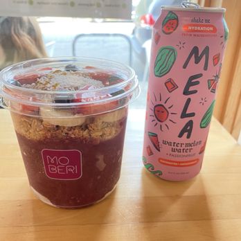 Moberi - Uncle Jesse Large Custom Bowl (24oz) and Mela watermelon water - Acai Bowls Near Me - Portland, Oregon Moberi - Uncle Jesse Large Custom Bowl (24oz) and Mela watermelon water - Acai Bowls Near Me - Portland, Oregon