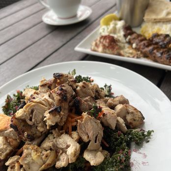 Crimson - Kale Salad with Chicken Shawarma - Mediterranean Near Me - Santa Monica, California Crimson - Kale Salad with Chicken Shawarma - Mediterranean Near Me - Santa Monica, California