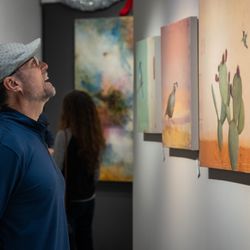 The Marshall Gallery of Fine Art - A client enjoys Tyler Swain's new large-scale paintings