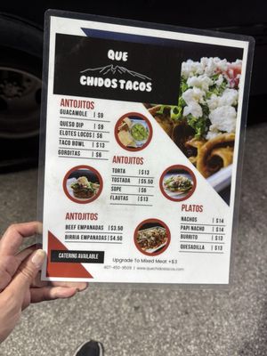 Menu photo 2 Que Chidos Tacos Orlando, FL Menu photo 2 Que Chidos Tacos Orlando, FL