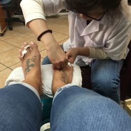 Love how detail she does with pedicures